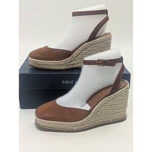 Cole Haan CF Kyra Espadrille Wedge Sandals 6.5 B British Tan Suede